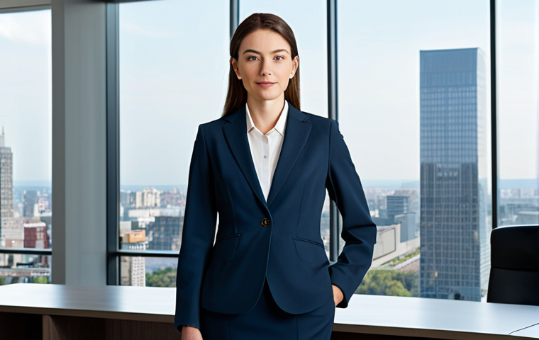 **Prompt:** A professional businesswoman in a tailored, modest business suit, standing confidently in a modern office lobby with large windows overlooking a city, fully clothed, appropriate attire, safe for work, perfect anatomy, natural proportions, professional photography, bright lighting, high quality, family-friendly.
