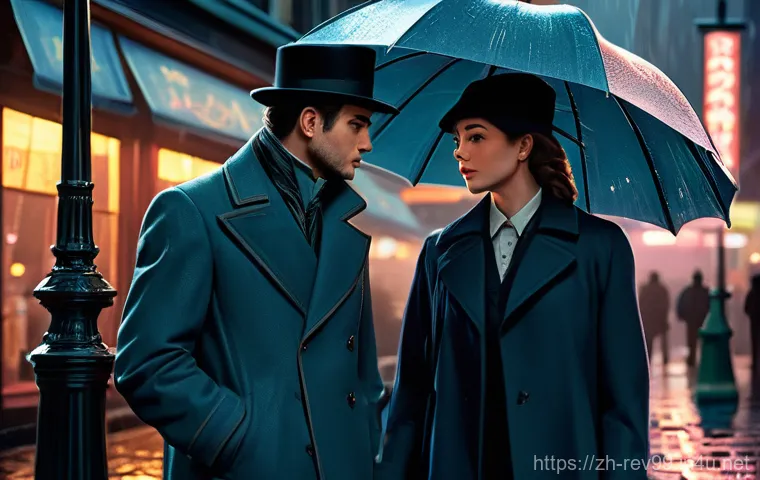 리버스 1999 팬이 만든 최고의 창작물 - **A Rainy Rendezvous in Retro London:**
    A highly detailed, cinematic anime illustration in the d...