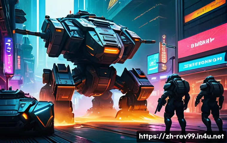 리버스 1999 레이드 전략 가이드 - A dynamic raid team scene in a futuristic cyberpunk cityscape featuring a heavily armored tank chara...