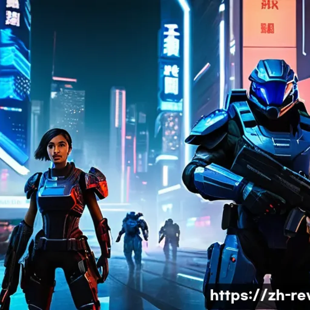 리버스 1999 초보자를 위한 팁 모음 - A dynamic scene depicting a futuristic tactical team from a sci-fi RPG game, featuring two core char...