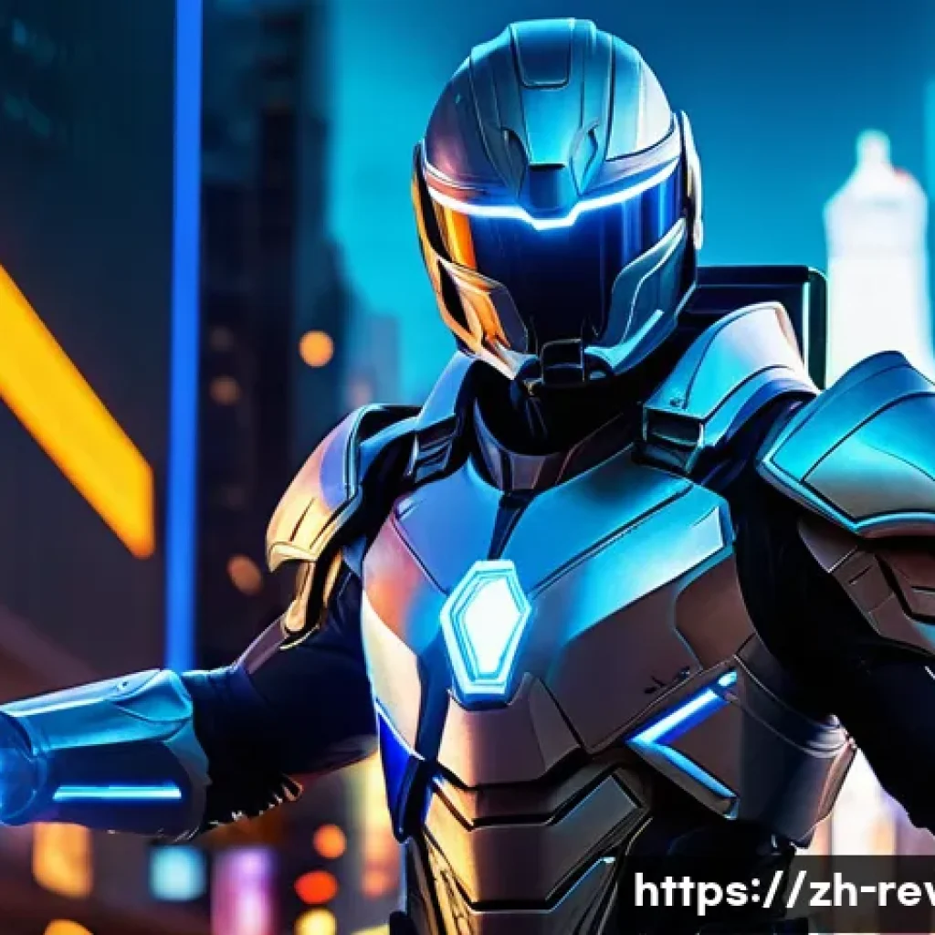 리버스 1999 게임 관련 추천 블로그 - A dynamic Thunder Warrior character in futuristic armor, striking a powerful pose while unleashing a...