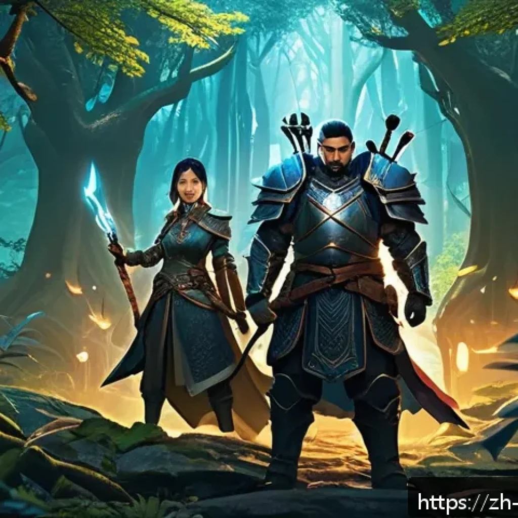 리버스 1999 초보자를 위한 레벨링 가이드 - A detailed fantasy RPG scene featuring a diverse team of three characters preparing for battle in a ...