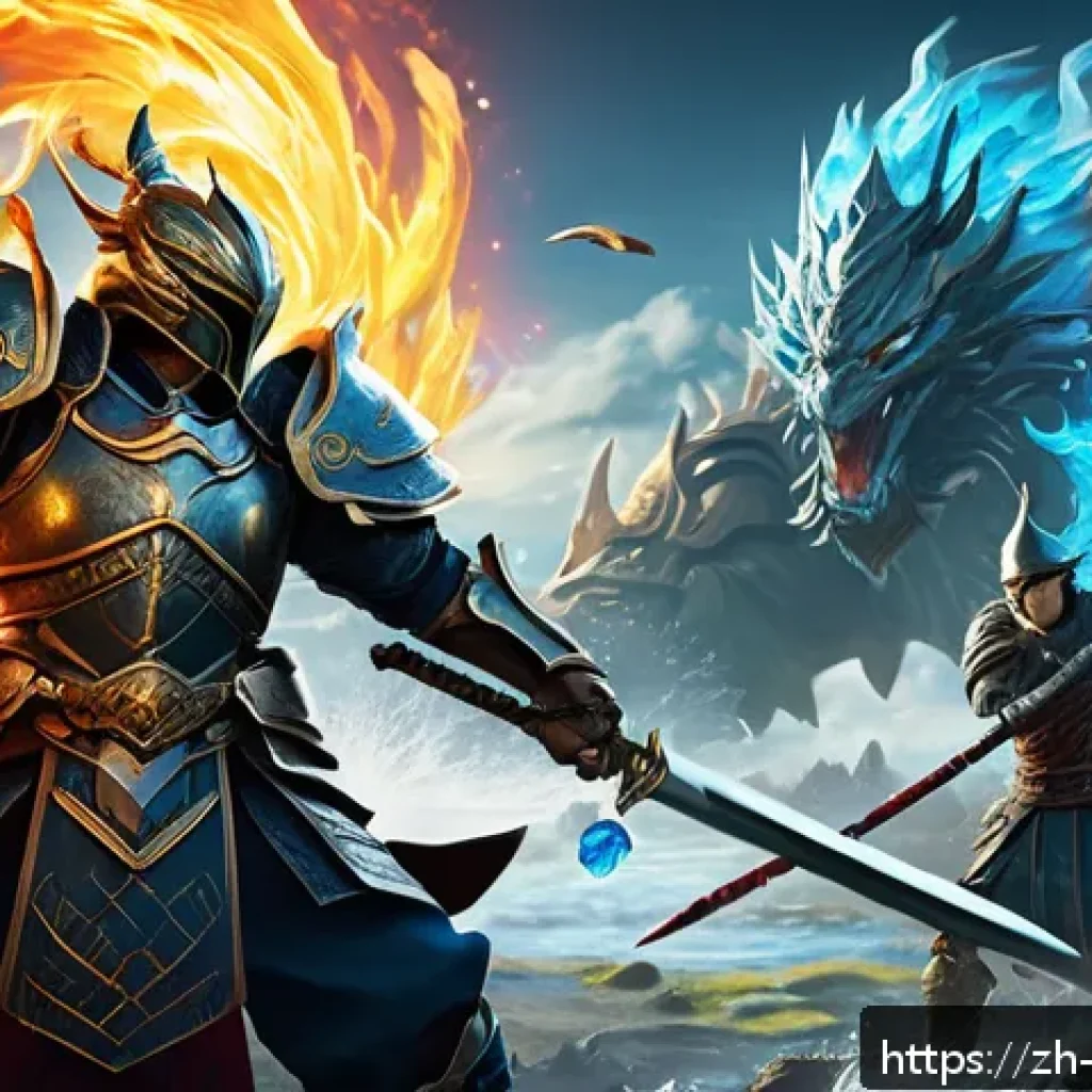 리버스 1999 RPG 용어 사전 - A dynamic RPG battle scene featuring a male warrior clad in detailed fantasy armor wielding a glowin...
