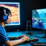 리버스 1999 최신 공략 비디오 - Photorealistic cinematic gaming studio scene, a focused young Chinese esports strategist seated at a...